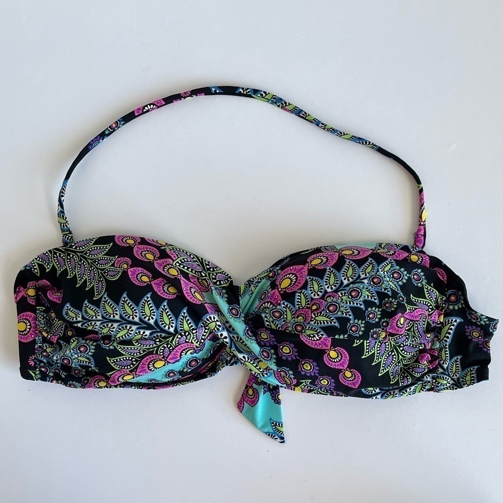 Kenneth Cole Reaction Tankini Swimsuit Top Blue Paisley Size Medium